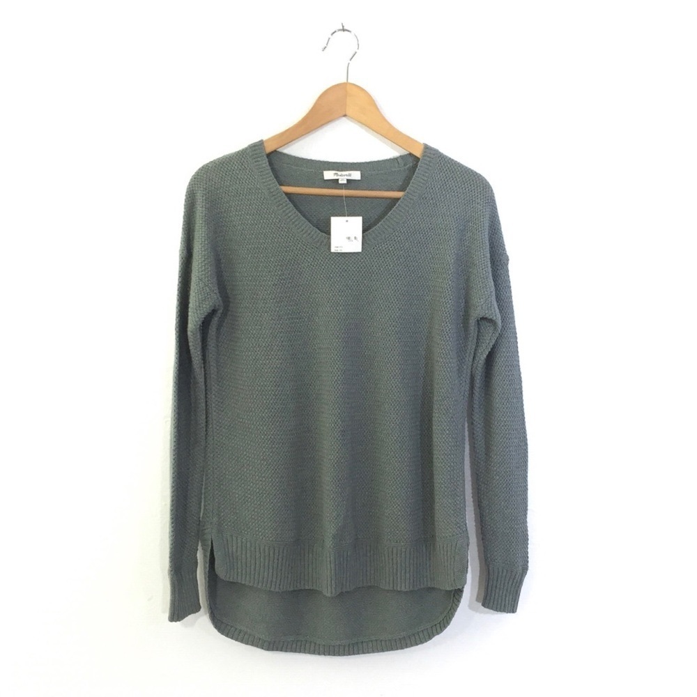 Madewell Long Sleeve Texture Knit Sweater Green Blue S
